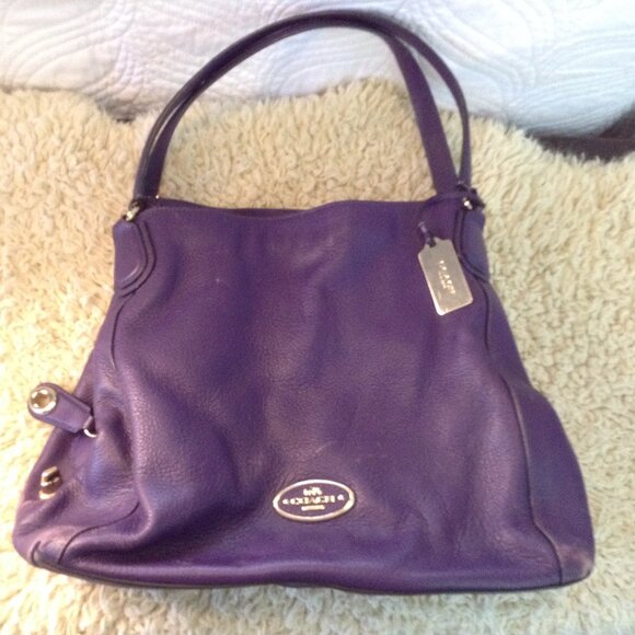 Coach Pebbled Purple/Eggplant Edi hobo bag.  Circa 2010; Gold Hardware, hangtag - Picture 1 of 8